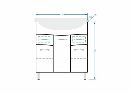 Тумба "Волна 75-8", 2 ящ., Байкал 75, артикул SP-00000125
