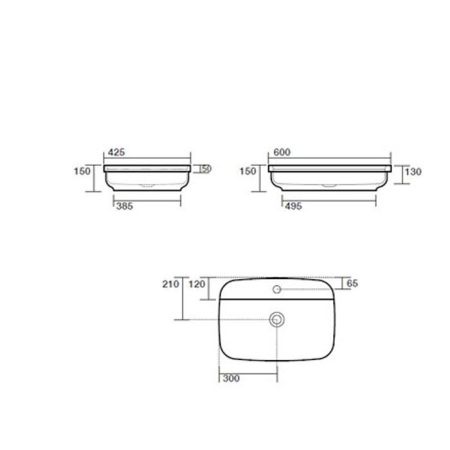 Kerasan Tribeca Раковина встраиваемая/накладная, 60х43см,с 1 отверстием под смеситель, цвет: белый