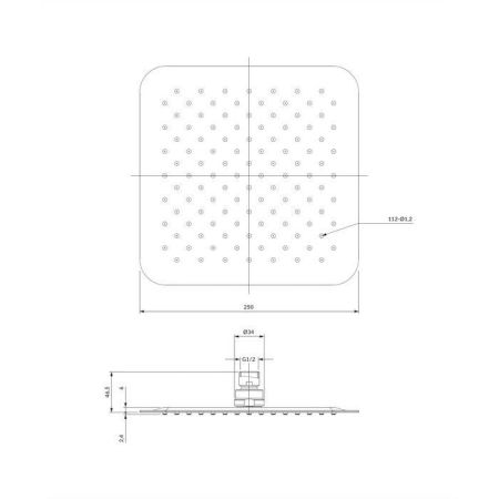 Верхний душ OMNIRES 25х25 см WGU225CR (хром), артикул WGU225CR