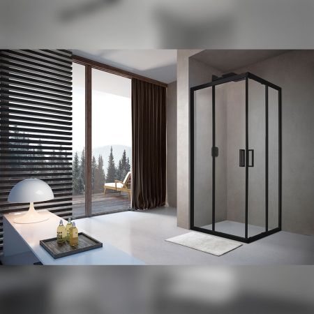 Душевой уголок Terminus Соренто квадрат 90х90х200, черный, артикул 5ES90х90B