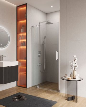 SLIDER-B-1-80/90-GRIGIO-GM Душевая дверь, артикул SLIDER-B-1-80/90-GRIGIO-GM