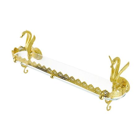 LUXOR Полка с галереей L70 см, стекло/золото, артикул 26131