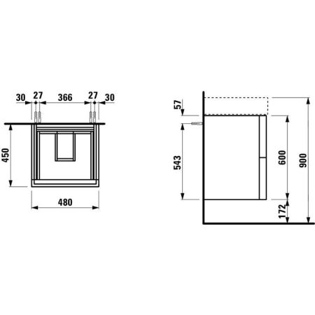 Laufen Kartell Раковина 500x460х145мм с 1 отв. под смеситель, цвет: белый, артикул 8.1033.2.000.104.1