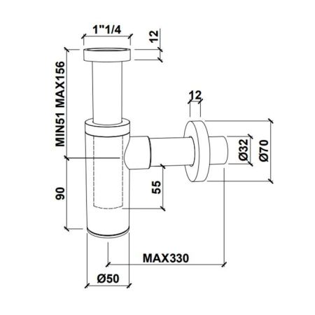 ANTONIO LUPI MOLLA Сифон для раковины, регулируемый по высоте, цвет Graphite, артикул BRAGA.2 graphite