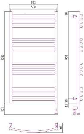 Полотенцесушитель электрический "БОГЕМА 3.0" 1000х500 / МЭМ правый (Белый), артикул 12-5803-1050