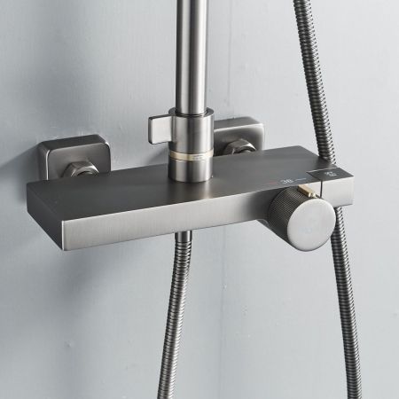 Душевая система с термостатом Rose R1896T-6, пепельный, артикул R1896T-6