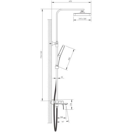 Душевая система BELZ цвет: черный (B24709-7), артикул B24709-7
