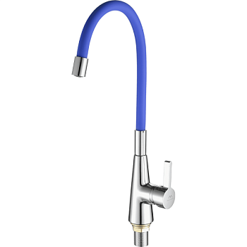 Смеситель для кухни с гибким изливом FASHUN A4153+B01, хром/синий