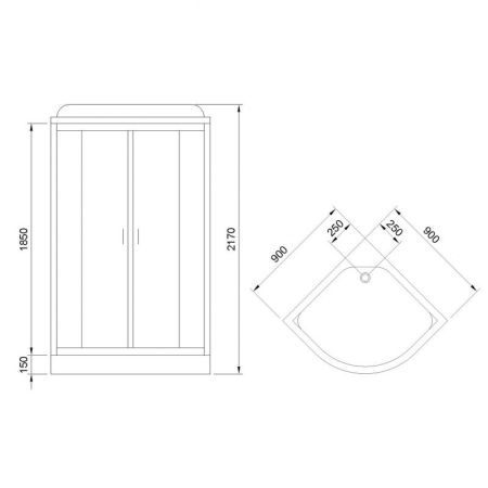 Душевая кабина Royal Bath 90х90 RB-EKO90HK-BT без гидромассажа