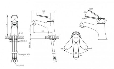 Смеситель для раковины Bravat Emeralda F1135147CP-RUS, хром
