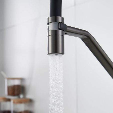 Смеситель для кухни с гибким изливом Shevanik S343T-3, оружейная сталь