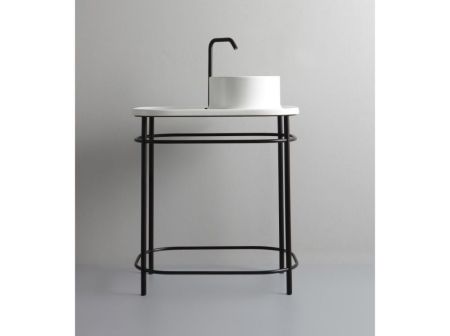 Консоль White Ceramic Upper, для ванной комнаты с раковиной, цвет черный матовый, артикул UpperW300701