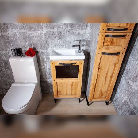 Комплект мебели для ванной Бриклаер ЛОФТ 45L, метрополитен грей, артикул ЛОФТ 45L