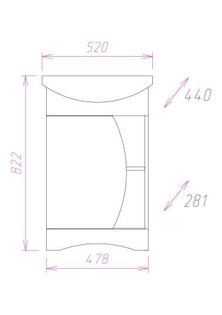 Тумба Onika Дуэт 52 напольная, бодега/венге (ум. Акватон 52), артикул 105201