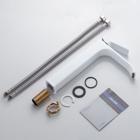 Смеситель для раковины высокий Shevanik S4011C, белый