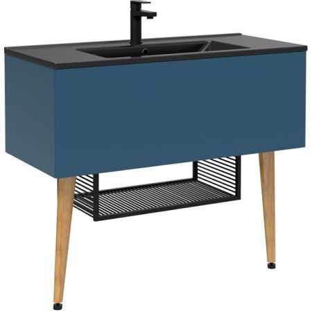 Тумба с раковиной Creavit Zeon 100 ZE0100.00.MM+SU100.6 Синяя