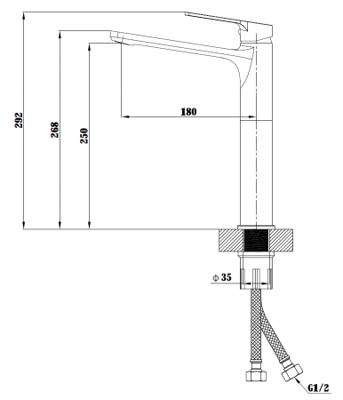 Смеситель Singapore black для раковины, высокий,  без донного клапана, артикул: SB 25