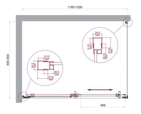 LUCE-AH-1-110/90-C-Cr Душевой уголок, артикул LUCE-AH-1-110/90-C-Cr