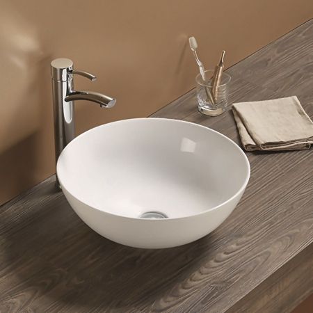 Раковина керамическая накладная AM-104, цвет белый, 415х415х155, артикул AM-104