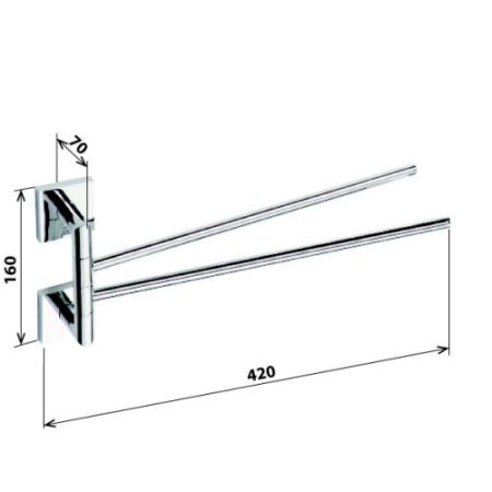Полотенцедержатель Beta двойной поворотный  55x165x450мм, хром, артикул 132204102