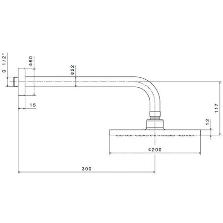 Душевая лейка PIANO "тропический дождь" с кронштейном, хром глянец, артикул 69360KM.21.018