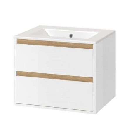 Тумба под раковину EXCELLENT Tuto 60 см (белый/дуб), 2 ящика, артикул MLEX.0103.600.WHBL