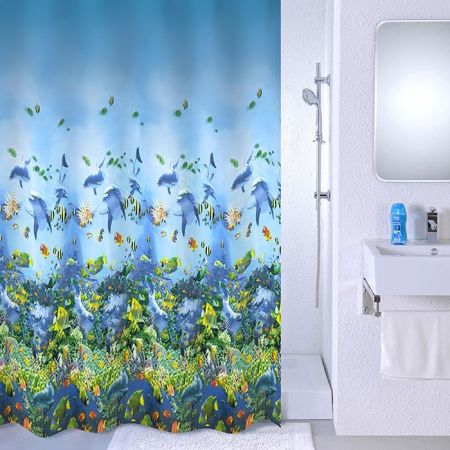 Штора для ванны Milardo Sea life 180x180 Голубая, артикул 526V180M11