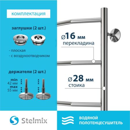 Полотенцесушитель водяной Stelmix 80x50 см, трапеция, артикул 4670078541222