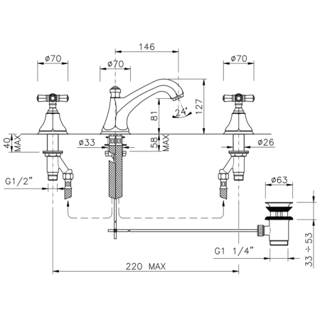 Nicolazzi Teide Смеситель для раковины с автоматическим изливом на 3 отверствия, цвет: хром, артикул 1908CR05