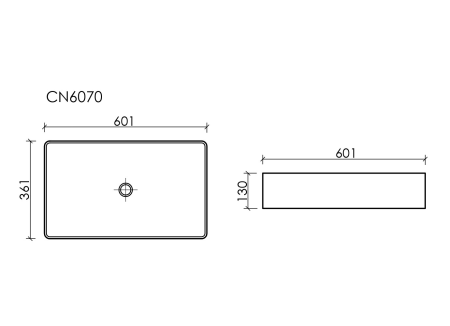 Раковина накладная прямоугольная Элемент (Element) 601x361x130, цвет черный матовый, арт. CN6070MB, артикул CN6070MB
