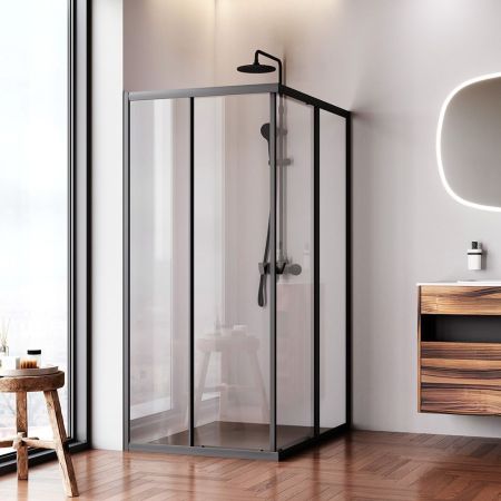 W87G-403-12090-BT Sunny душ огражд прямоугольн, раздвижн двери 120x90 черный,стекло прозрачн