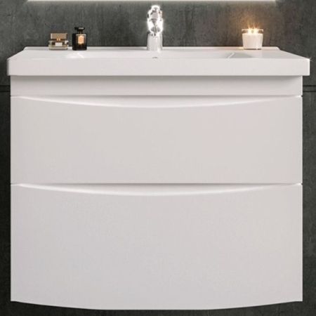Тумба под раковину Бриклаер Вега 80 подвесная Белый глянец, артикул 4627125414077