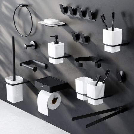 A50A34322 Inspire V2.0, Стеклянный стакан с настенным держателем, черный, шт A50A34322 Inspire V2.0, Стеклянный стакан с настенным держателем, черный, шт