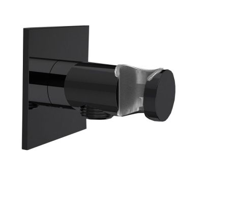 ALMAR Вывод из стены с держателем для душевой лейки, цвет черный глянцевый PVD, артикул E095039.DB
