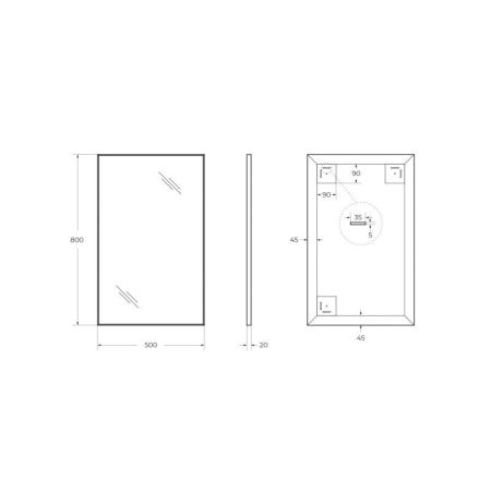 Зеркало в алюминиевой раме SPC-AL-500-800 Nero, 500x20x800, артикул SPC-AL-500-800 Nero