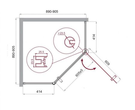 Душевой уголок BELBAGNO UNO-195-P-1, артикул UNO-195-P-1-90-C-NERO