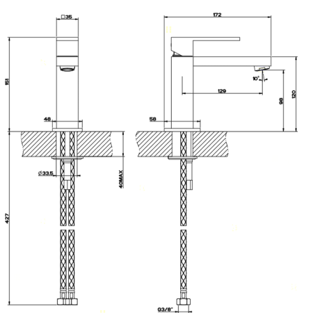 Gessi Rettangolo Смеситель для раковины на 1 отверстие, без донного клапана, цвет: хром, артикул 20002#031