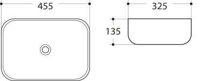 Раковина керамическая накладная AM-78105, цвет белый, 455х325х135, артикул AM-78105