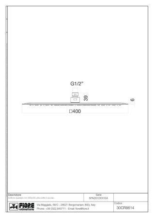 Fiore Shower, квадратный ультратонкий верхний душ 40х40 см, цвет хром, артикул 30CR8614