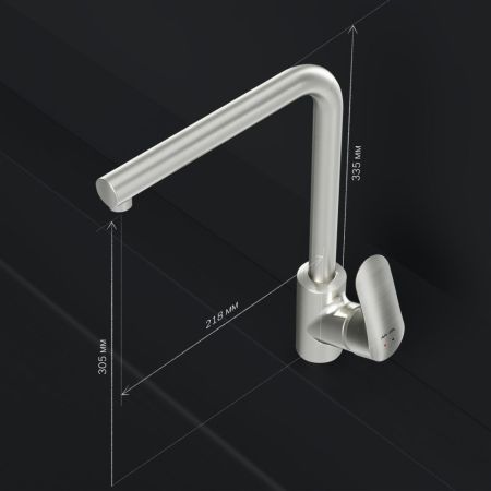 F8005011 Like, смеситель для кухни L-образный излив, сатин, шт., артикул F8005011
