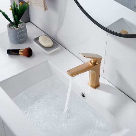 Смеситель для раковины Shevanik S4201G, золотой сатин, артикул S4201G