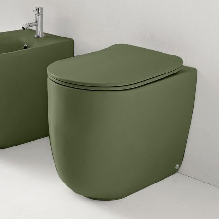 Kerasan Nolita Унитаз безободковый пристенный 55х35 см, с креплениями WB5N, цвет: Verde muschio, артикул 531811