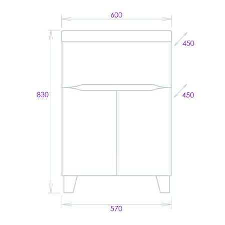 Тумба Onika Стрим 60 напольная, белая (ум. Como 60)