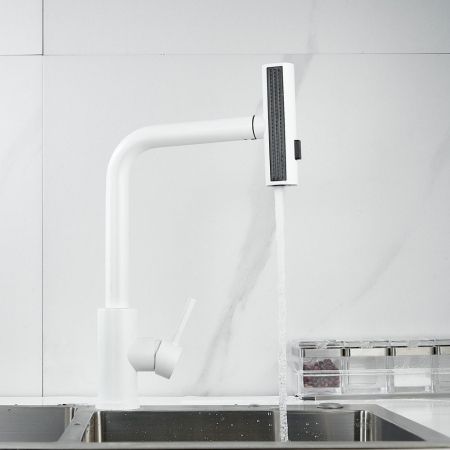 Смеситель для кухни с мультифункциональным изливом Raffine F203C, белый