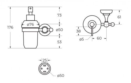 Диспенсер для мыла подвесной CEZARES APHRODITE-SOIS, артикул APHRODITE-SOIS-03/24-Sw