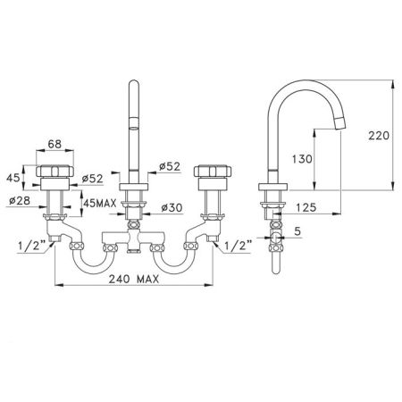 Stella Aster Смеситель для раковины на 3 отверстия 3223, цвет: хром, артикул AT 00021 CR00