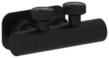 Вентиль, Сунержа, EU50, 2 х НГ G 3/4" / 2 х НГ G 3/4", угловой, скрытый, материал-нержавеющая сталь, цвет-черный матовый