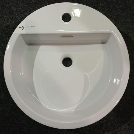 Laufen Living City Раковина 460х460х140мм с 1 отв. под смеситель, полувстраив., цвет: белый, артикул 8.1343.1.000.104.1 с черной точкой