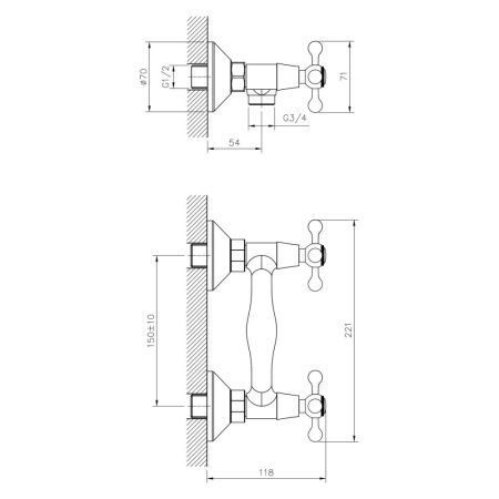 Смеситель для душа DECOROOM DR54 (DR54055), артикул DR54055