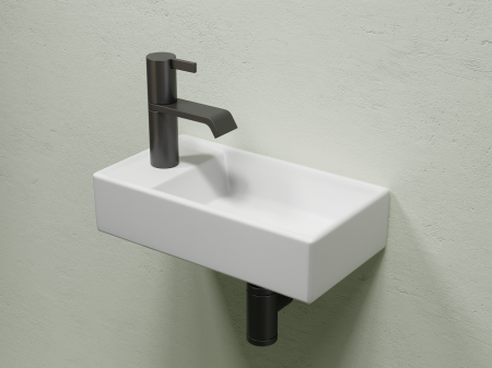 Умывальник подвесной прямоугольный (чаша справа, отверстие под смеситель слева) цвет белый матовый Элемент (Element) 407x217x100, артикул CN6051RMW